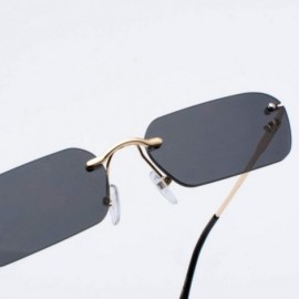 Rimless Rimless Rectangle Sunglasses Women Accessories Square Sun Glasses for Men Small - Gold With Brown - CB18RRWXMG8 $13.05