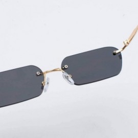 Rimless Rimless Rectangle Sunglasses Women Accessories Square Sun Glasses for Men Small - Gold With Brown - CB18RRWXMG8 $13.05