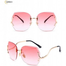 Rimless Trendy Sunglasses Frameless Trimming Personality Ladies Sunglasses Ocean Sunglasses - CV18X8OASQA $43.89