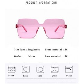 Square Frameless Integrated Sunglasses Ladies Square Ocean Glasses - Pink - CY18WWMY6RY $19.35