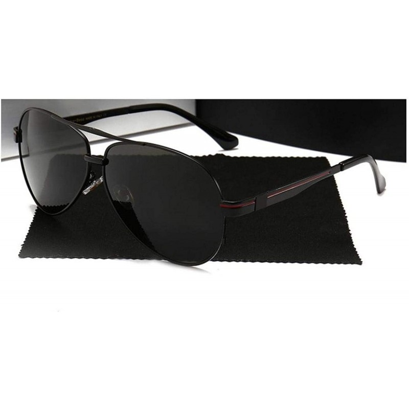 Oval New Polarized Sunglasses Men Pilot Mens - Black - C0197Y7HCDY $20.26