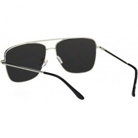 Rectangular Super Oversized Squared Rectangular Pilots Metal Rim Sunglasses - Silver Silver Mirror - C918R2LK94S $13.30