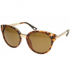 Cat Eye Women's Oversize Triangle Detail Round Cat Eye Sunglasses 55mm - Tortoise-gold / Brown - CS12I21RFQR $12.86