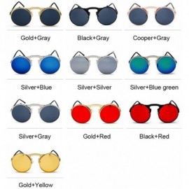 Oversized Metal Steampunk Sunglasses Women Fashion Round Glasses Vintage Sun Female UV400 Eyewear Shades - Silvergray - CU198...