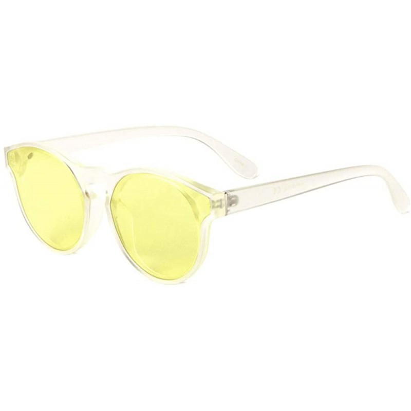 Round Crystal Color Classic Round Cat Eye Sunglasses - Yellow - CN1996N8TQA $15.98