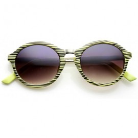 Aviator Round Funky Fashion Retro Sunglass w/Metal Arms - Yellow Stripes Lavender - CU11W0E3IHX $9.26