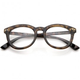 Oval Classic Retro Casual Frame Horn Rimmed Oval Clear Lens Glasses 47mm - Tortoise / Clear - CD12J347ECH $9.25