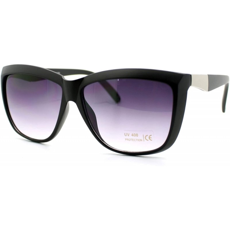 Oversized Womens Trendy Large Squared Cat Eye Diva Sunglasses - Matte Black - CG11YHV2IE1 $11.00