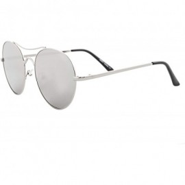 Aviator Round Aviator Sunglasses Men Women Mirrored Metal Double Bridge Stylish - C218RK92HZA $12.71