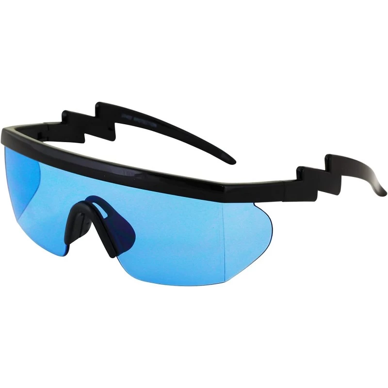 Rimless Semi Rimless Goggle Style Retro Rainbow Mirrored Lens ZigZag Sunglasses - Blue - CL18SZYIS5Q $8.42