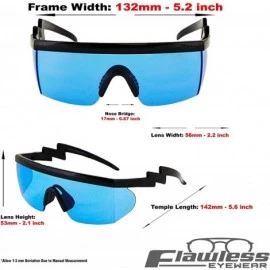 Rimless Semi Rimless Goggle Style Retro Rainbow Mirrored Lens ZigZag Sunglasses - Blue - CL18SZYIS5Q $8.42