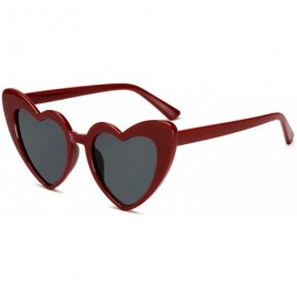 Cat Eye Designer Vintage Sunglass Fashion Love Heart Sunglasses Women Cute Sexy Retro Cat Eye Cheap Red Female - C4 - C1197A3...