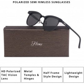 Semi-rimless Half Frame Polarized Semi Rimless Sunglasses Women Men Retro Sun Glasses - Black Lens/Black Frame - CG18H594Q4Q ...