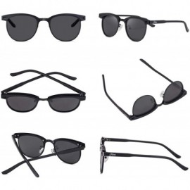 Semi-rimless Half Frame Polarized Semi Rimless Sunglasses Women Men Retro Sun Glasses - Black Lens/Black Frame - CG18H594Q4Q ...