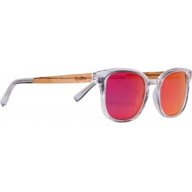 Wayfarer Clear Acetate Sunglasses with Polarized Lens in Wood Display Box - CB19486Z9YO $40.50