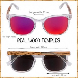 Wayfarer Clear Acetate Sunglasses with Polarized Lens in Wood Display Box - CB19486Z9YO $40.50