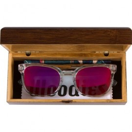 Wayfarer Clear Acetate Sunglasses with Polarized Lens in Wood Display Box - CB19486Z9YO $40.50