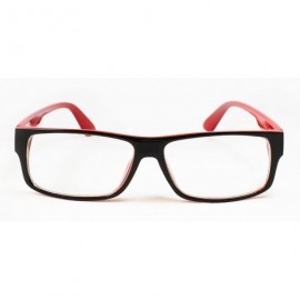 Square "Kayden" Retro Unisex Plastic Fashion Clear Lens Glasses - Black/Red - CD117Q3HO37 $11.10