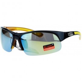 Wrap Xloop Mens Sunglasses Half Rim Sports Wrap Around Frame UV 400 - Yellow - CF125KABC6B $8.58