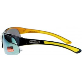 Wrap Xloop Mens Sunglasses Half Rim Sports Wrap Around Frame UV 400 - Yellow - CF125KABC6B $8.58