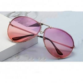 Oversized Oversized Aviator Imitation Rivets Gradient Pilot Sunglasses for Men Women - D - CF18E7NDZDI $9.56