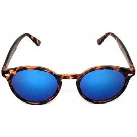 Round Round Horned Rimmed Retro Keyhole Sunglasses - Tortoise- Blue Revo - CO185XQGM6Q $7.91