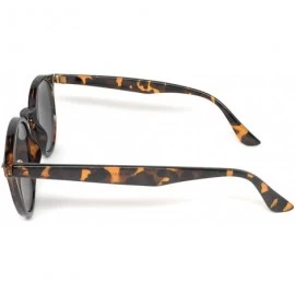 Round Round Horned Rimmed Retro Keyhole Sunglasses - Tortoise- Blue Revo - CO185XQGM6Q $7.91