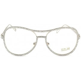 Oval Fashion Rhinestone Eyewear Blingbling Eyeglasses - Silver - C218ALHC68X $18.78