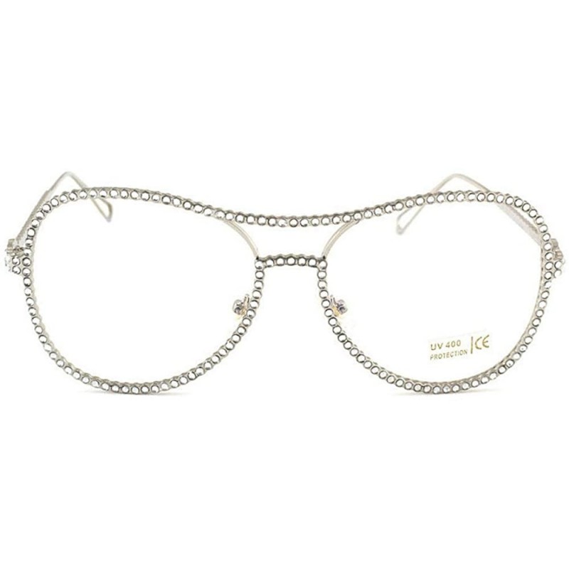 Oval Fashion Rhinestone Eyewear Blingbling Eyeglasses - Silver - C218ALHC68X $18.78