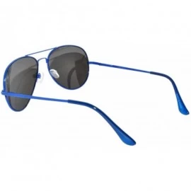 Aviator Colored Metal Frame with Full Mirror Lens Spring Hinge - Blue_mirror_lens - C4122DN22RR $9.01