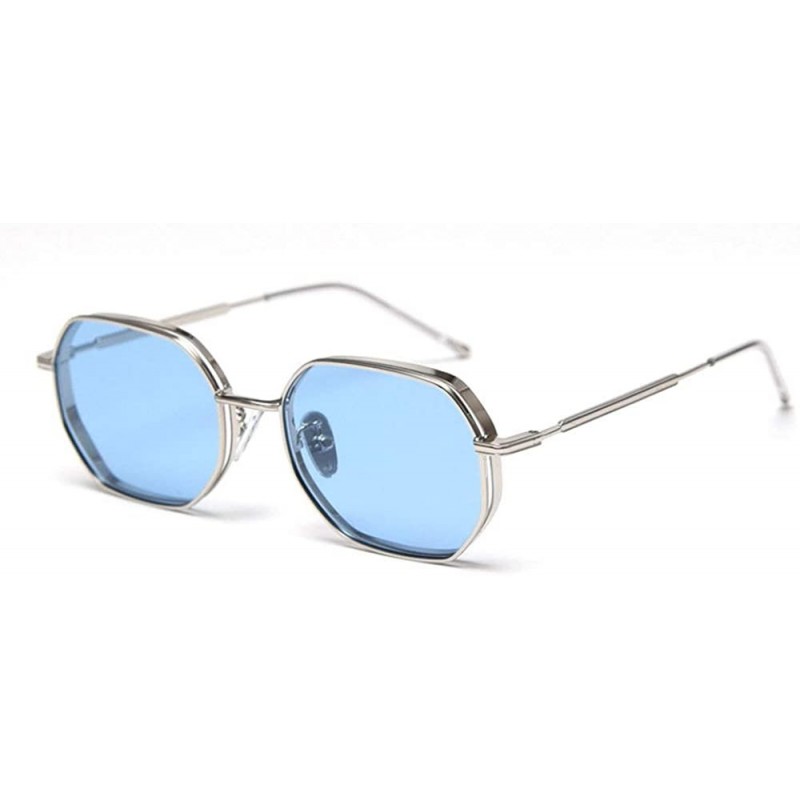 Square fashion retro small square polarized sunglasses trend unisex luxury brand designer girls sunglasses - Blue - CQ193AKL9...