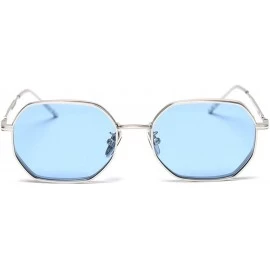 Square fashion retro small square polarized sunglasses trend unisex luxury brand designer girls sunglasses - Blue - CQ193AKL9...