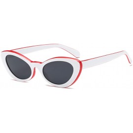 Oval Men and women Oval Sunglasses Fashion Simple Sunglasses Retro glasses - Red White - CK18LLDE57A $9.99