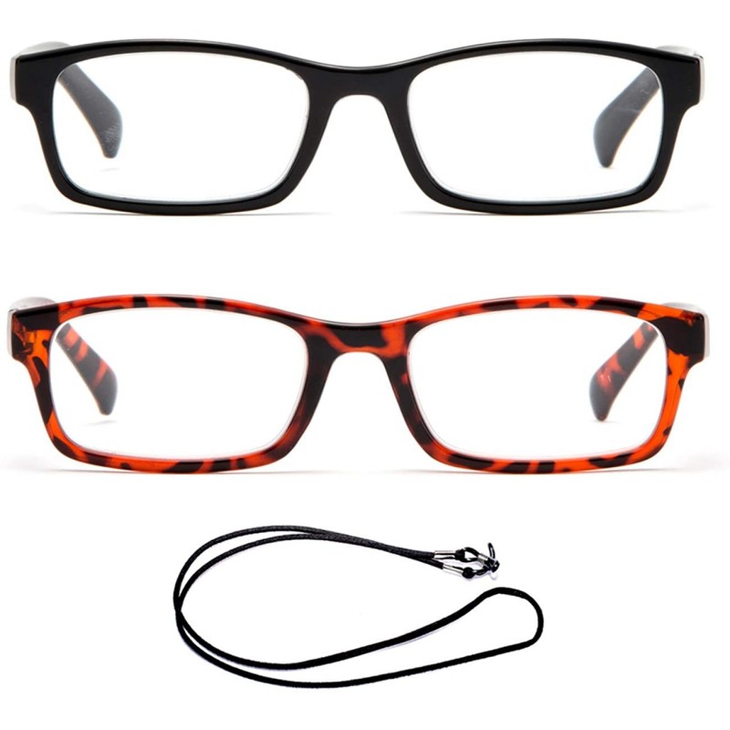 Square Newbee Fashion Squared Reading Glasses - 2 Pack Black & Tortoise - CW187GKRNAU $8.46