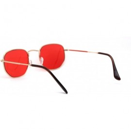 Rectangular Mens Hippie Groovy Pop Color Lens Metal Rim Rectangular Sunglasses - Gold Red - C0193N3IA0D $8.88