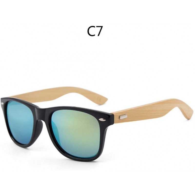 Oversized Retro Sunglasses Men Bamboo Sunglass Women Sport Goggles Gold Mirror Sun Glasses - C7 - CD194OGTMCQ $24.12