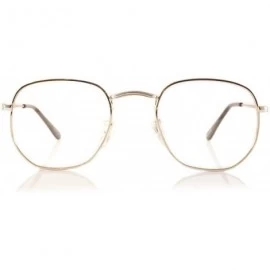 Square Minimalist Hexagonal Metal Frame Color Tinted/Clear Flat Lens Sunglasses A021 - Silver/ Clear - CA186CL460T $12.95