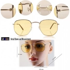 Square Minimalist Hexagonal Metal Frame Color Tinted/Clear Flat Lens Sunglasses A021 - Silver/ Clear - CA186CL460T $12.95