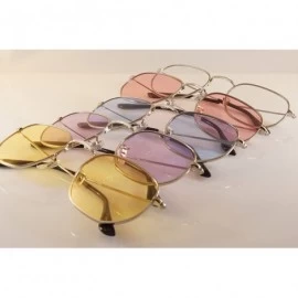 Square Minimalist Hexagonal Metal Frame Color Tinted/Clear Flat Lens Sunglasses A021 - Silver/ Clear - CA186CL460T $12.95