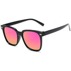 Square Women Square Sunglasses Vintage Rivet Sun Glasses Female Mirror Glasses Blue Pink UV400 - Blacksilver - CP190340TNA $9.16