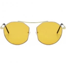 Round Modern Fashion Geometric Metal Frame Colored Round Sunglasses - Yellow - CG186UIQ3HK $13.13