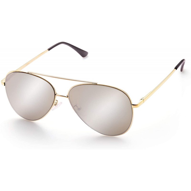 Sport Aviator Sunglasses Designer Eyewear Protection - Gold Frame Grey Mirroed Lens - CF17YSE6A2I $12.03