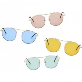 Round Modern Fashion Geometric Metal Frame Colored Round Sunglasses - Yellow - CG186UIQ3HK $13.13