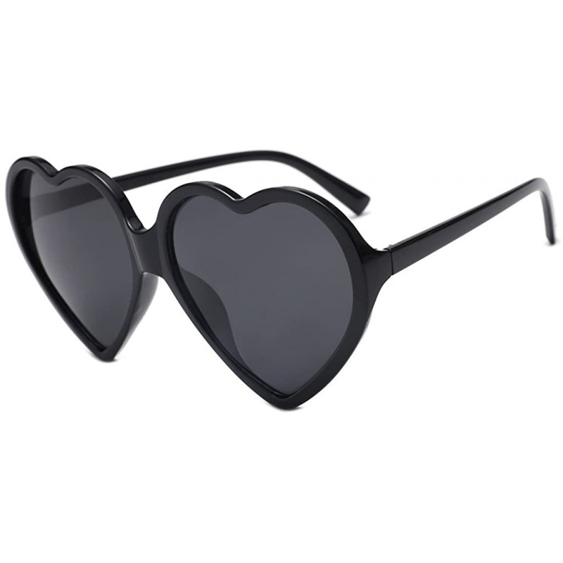 Rimless Women Heart Shaped Rimless Sunglasses Transparent Candy Color Eyewear Party Glasses (Black) - CT196H537EH $8.17