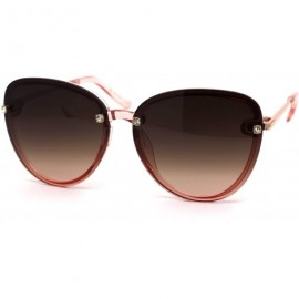 Butterfly Womens Luxury Rhinestone Jewel Trim Butterfly Chic Sunglasses - Rose Gold Pink Brown - CE18ZWOZKAL $14.44