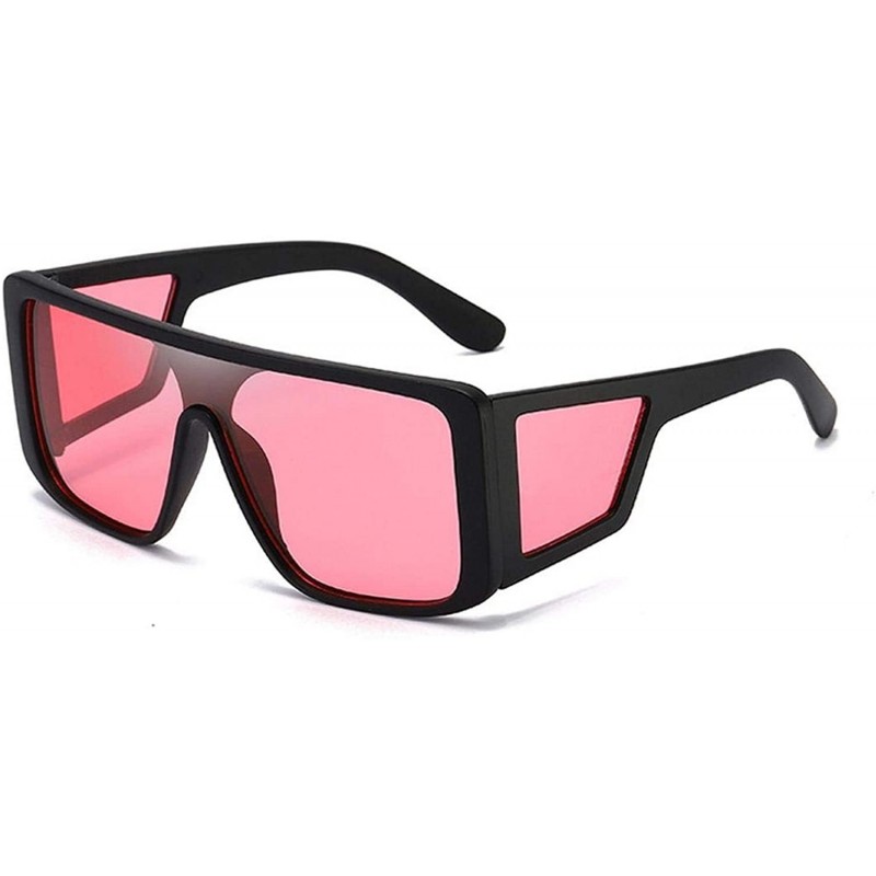 Aviator Oversize One Piece Shield Sunglasses Women Luxury Sun Glasses Men Vintage Square Shades UV400 - Black-pink - CV198ZYT...