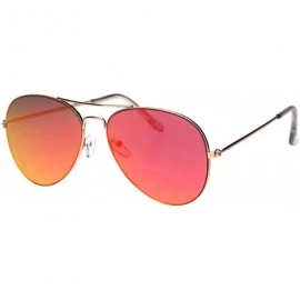 Round Color Mirror Lens Flat Panel Lens Metal Rim Officer Style Pilots Sunglasses - Gold Red - CD18IDSMXZQ $10.56