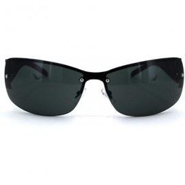 Rectangular Mens Rectangular Expose Lens Designer Sport Metal Rim Sunglasses - Black Green - CF18TAC4MZE $13.79