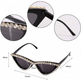 Oversized Sparkling Crystal Cat Eye Sunglasses UV Protection Rhinestone Sunglasses - Black Frame - CA18UCAL5U6 $12.19