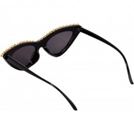 Oversized Sparkling Crystal Cat Eye Sunglasses UV Protection Rhinestone Sunglasses - Black Frame - CA18UCAL5U6 $12.19